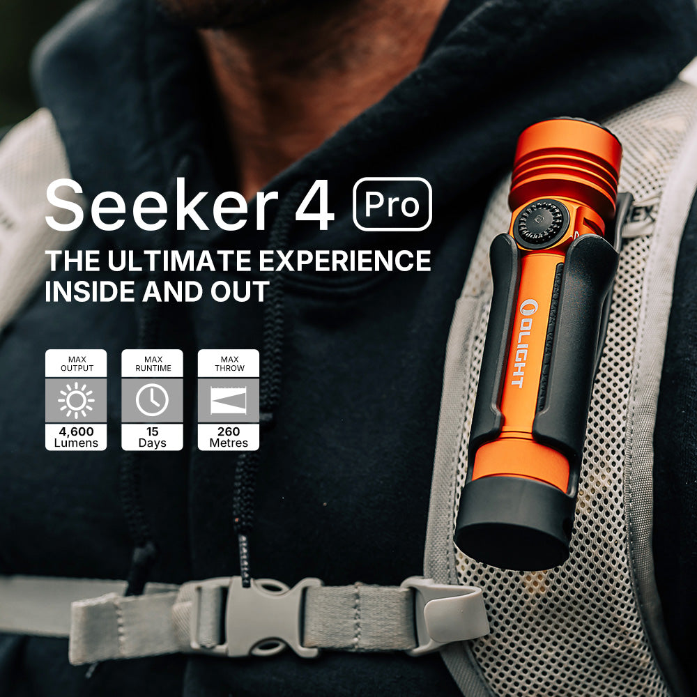 Olight Seeker 4 Pro 4,600-Lumen Rechargeable Flashlight (Orange)
