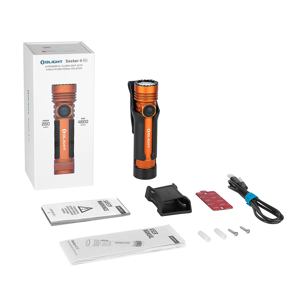 Olight Seeker 4 Pro 4,600-Lumen Rechargeable Flashlight (Orange)