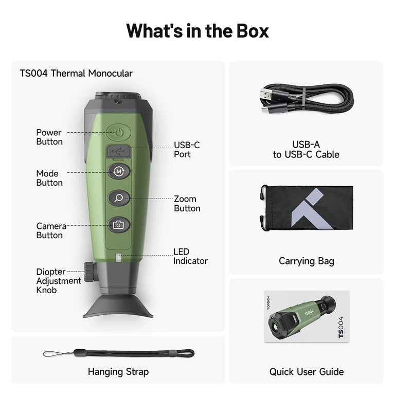 TOPDON Thermal Imaging Monocular – 256×192, 450-Yard Detection, Wi-Fi & 8X Zoom - TS004