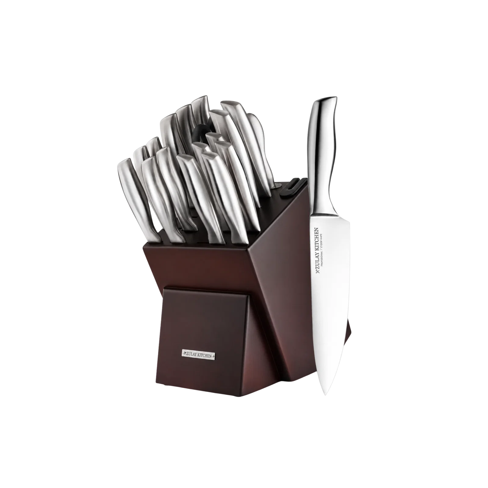Zulay Kitchen 18PC Premium Stainless Steel Knife Set with Block & Built-In Sharpener